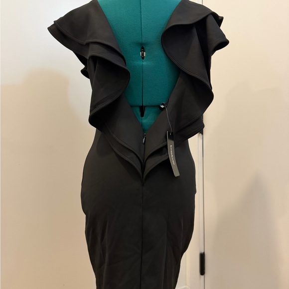 Bebe Ruffled Back V Dress / Ruffle on Ruffle Open Back - Picture 9 of 10